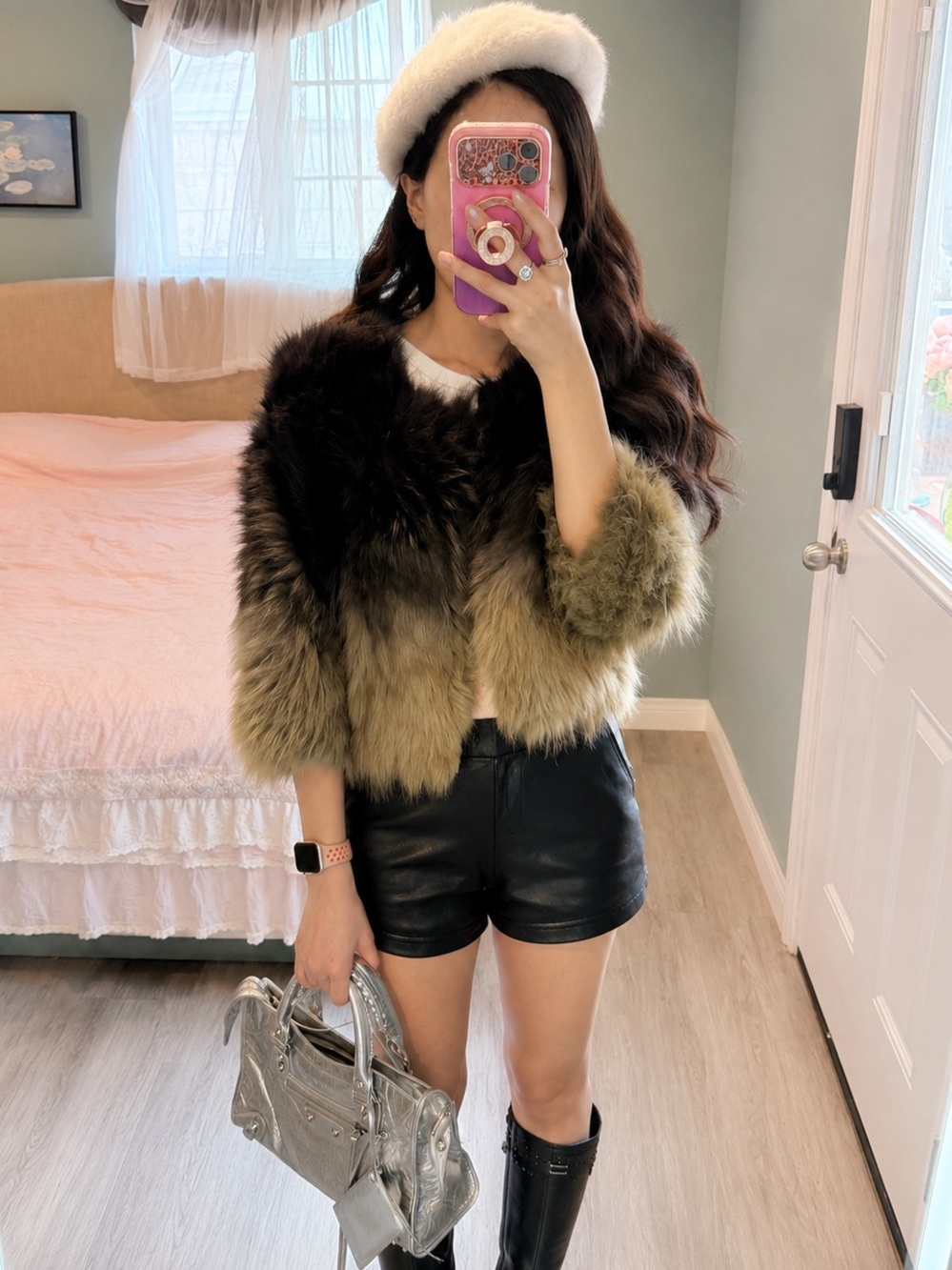 Vintage Genuine Raccoon Fur Jacket Ombre Fur Coat Mob Wife Glam XS
